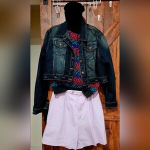 VINTAGE deb Women's Crop Jean Jacket Dark Wash Size 3X